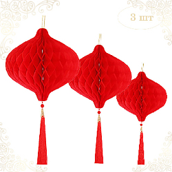 Бумажное украшение Шары-соты с кисточкой НАБОР 3 шт, красный